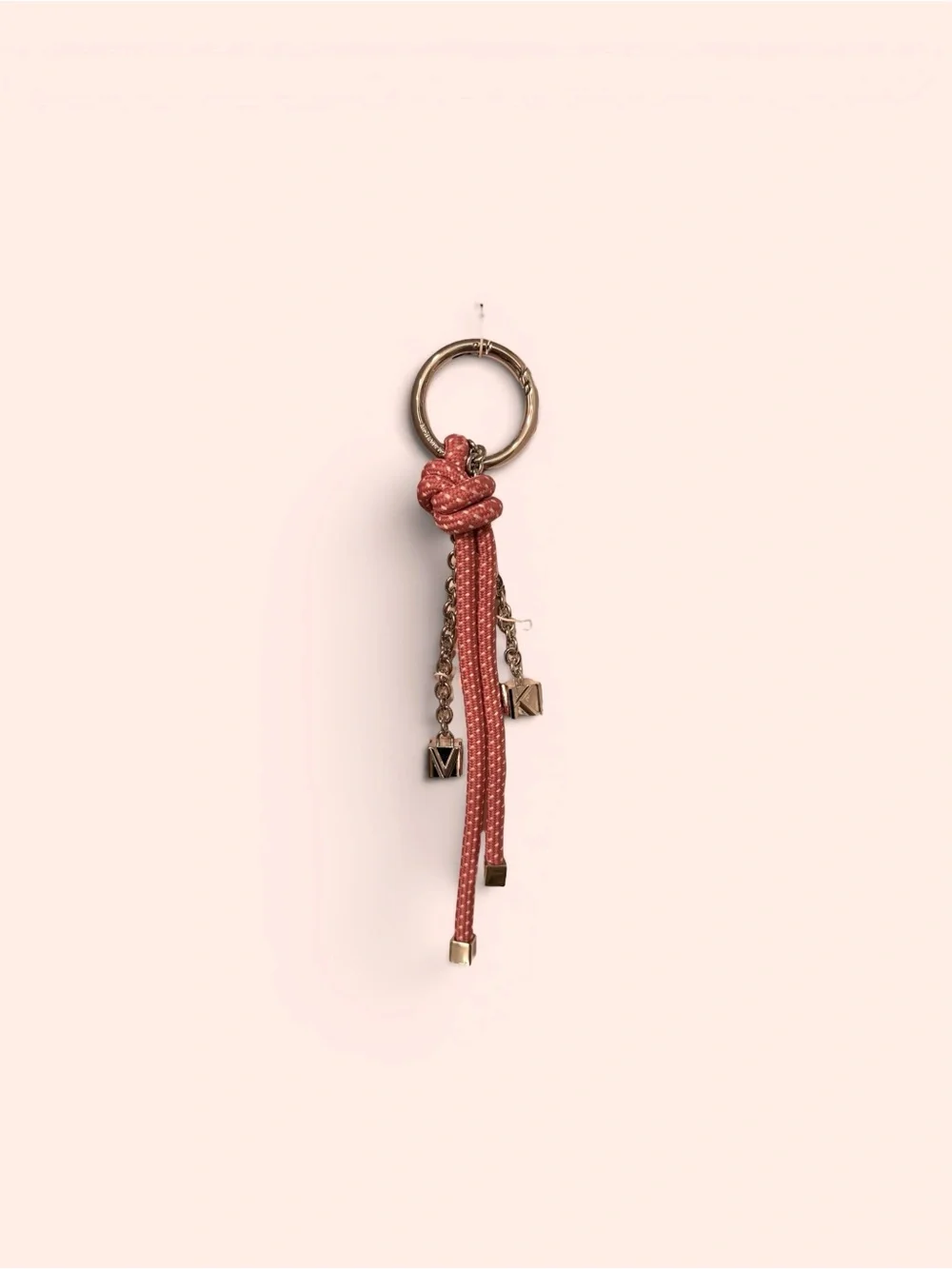 Michael Kors Pink Rosewood Rope Tassel Keychain with Silver Hardware NWT